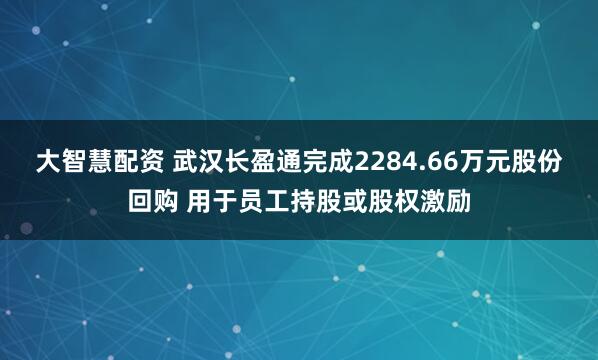大智慧配资 武汉长盈通完成2284.66万元股份回购 用于员工持股或股权激励